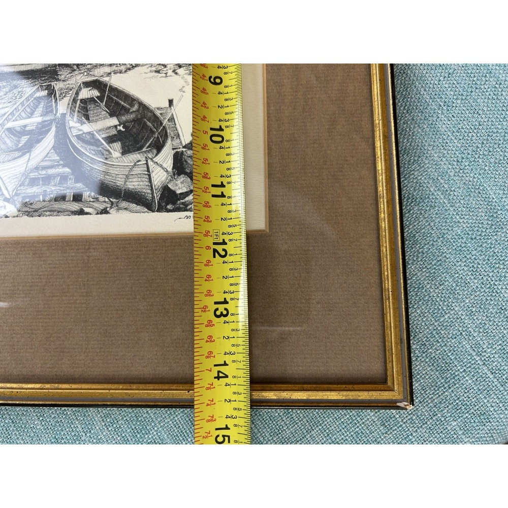 Black And White Etching "Baie de Gaspe" by Mikola Framed Picture - Picture 15 of 16